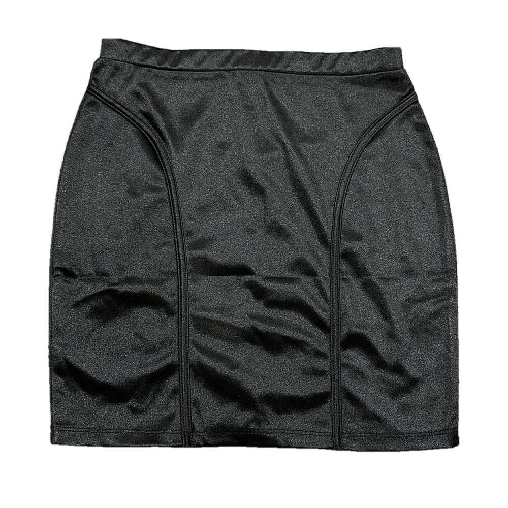 NEW BLACK SATIN MINI SKIRT